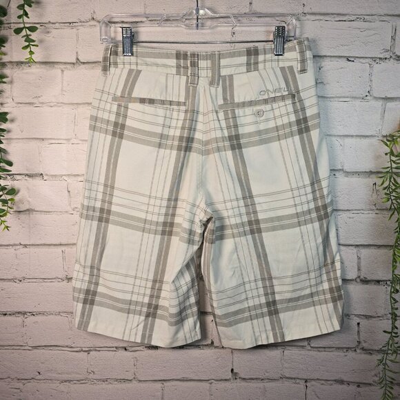 MENS O'NEILL PLAID SHORTS SIZE 28 CREAM AND GRAY GREAT CONDITION - Picture 6 of 7